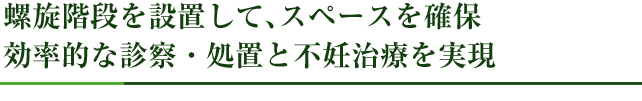 螺旋階段を設置して、スペースを確保。効率的な診察・処置と不妊治療を実現
